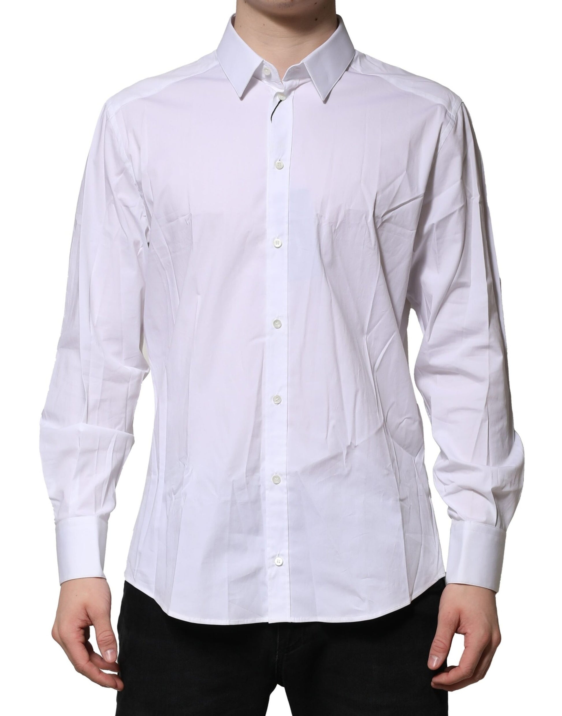 Dolce & Gabbana White Cotton GOLD Long Sleeves Dress Shirt by Dolce & Gabbana