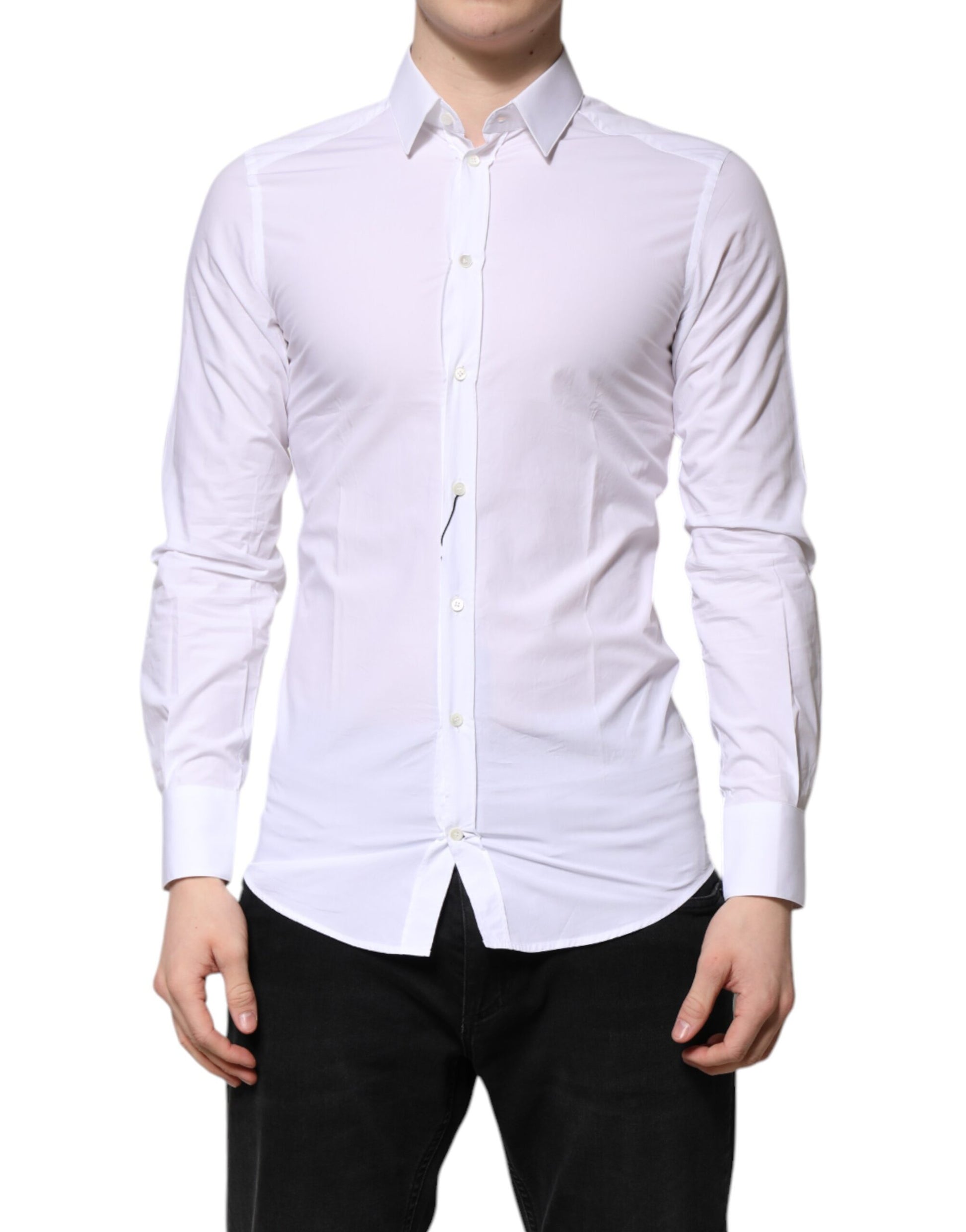 Dolce & Gabbana White Cotton GOLD Long Sleeves Dress Shirt by Dolce & Gabbana
