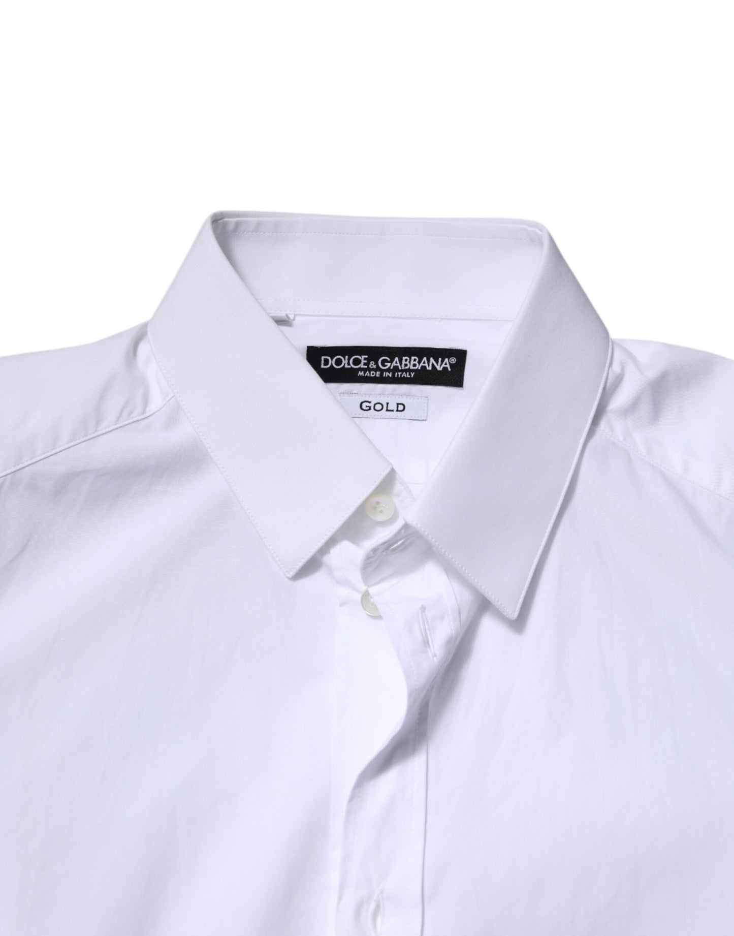 Dolce & Gabbana White Cotton GOLD Long Sleeves Dress Shirt by Dolce & Gabbana