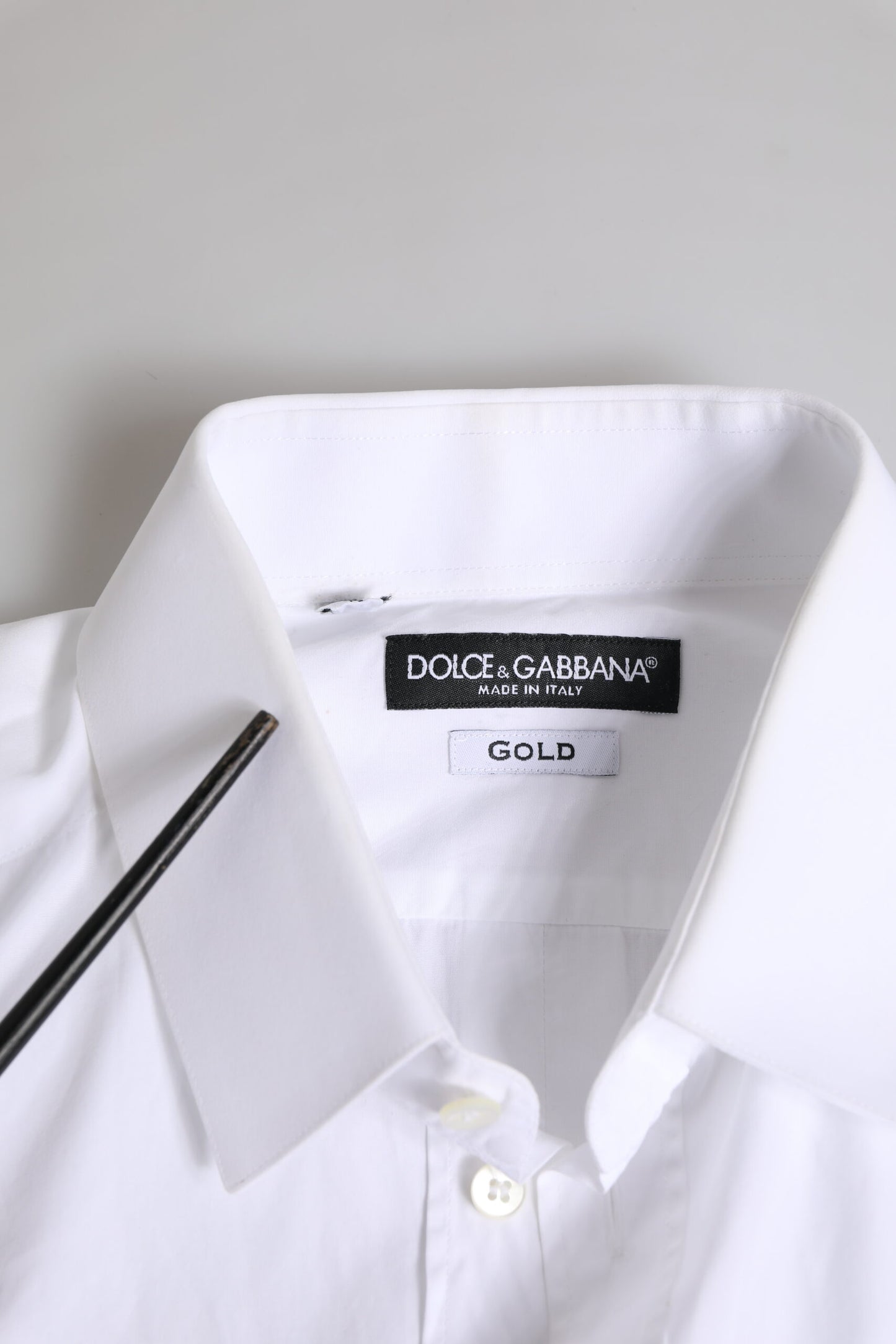 Dolce & Gabbana White Cotton GOLD Long Sleeves Dress Shirt by Dolce & Gabbana