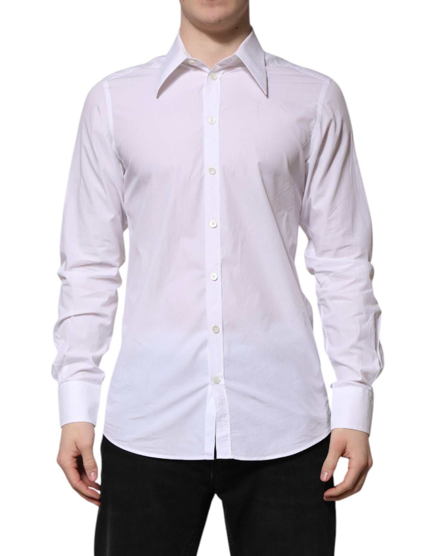 Dolce & Gabbana White Cotton Long Sleeves Dress Shirt by Dolce & Gabbana