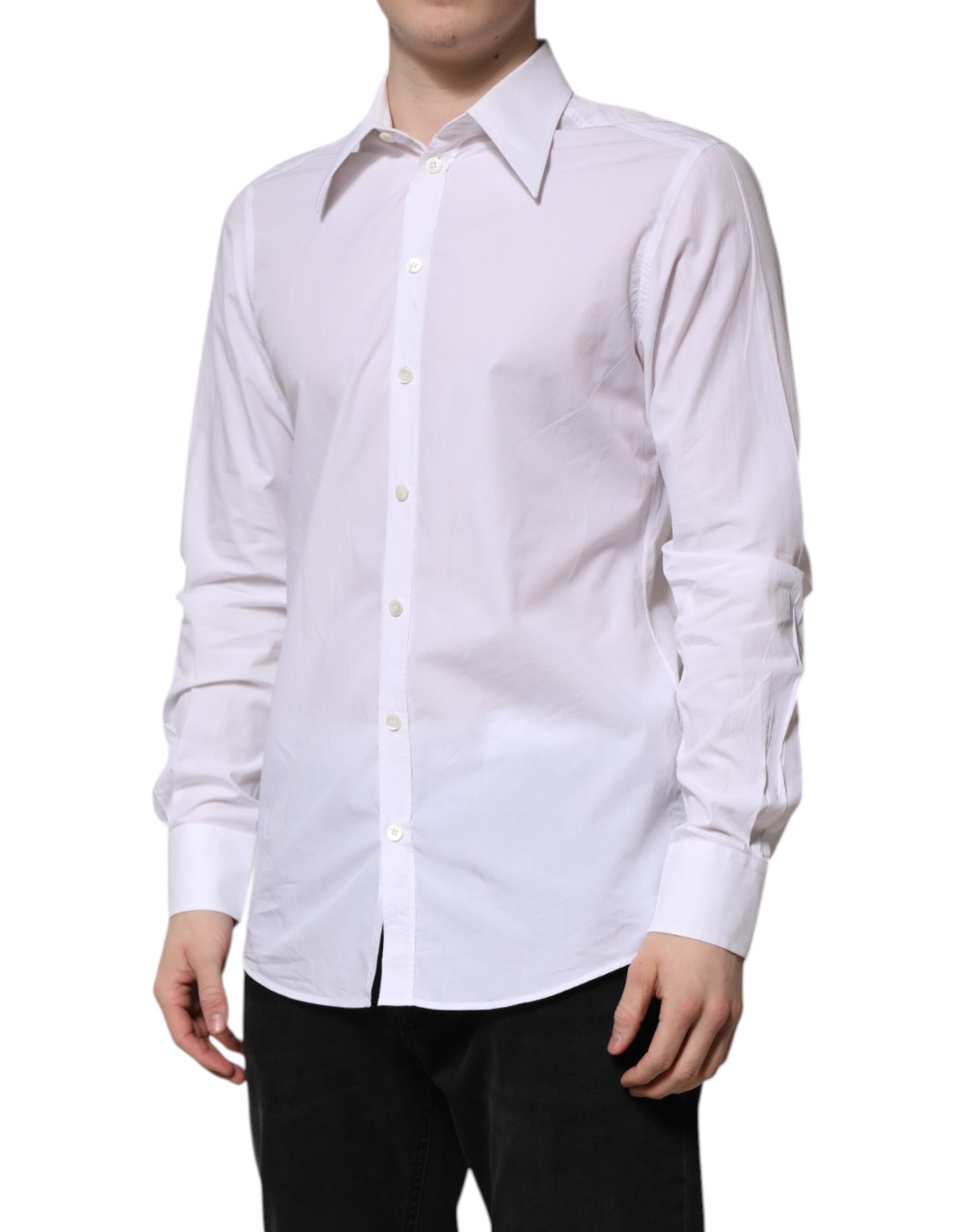Dolce & Gabbana White Cotton Long Sleeves Dress Shirt by Dolce & Gabbana