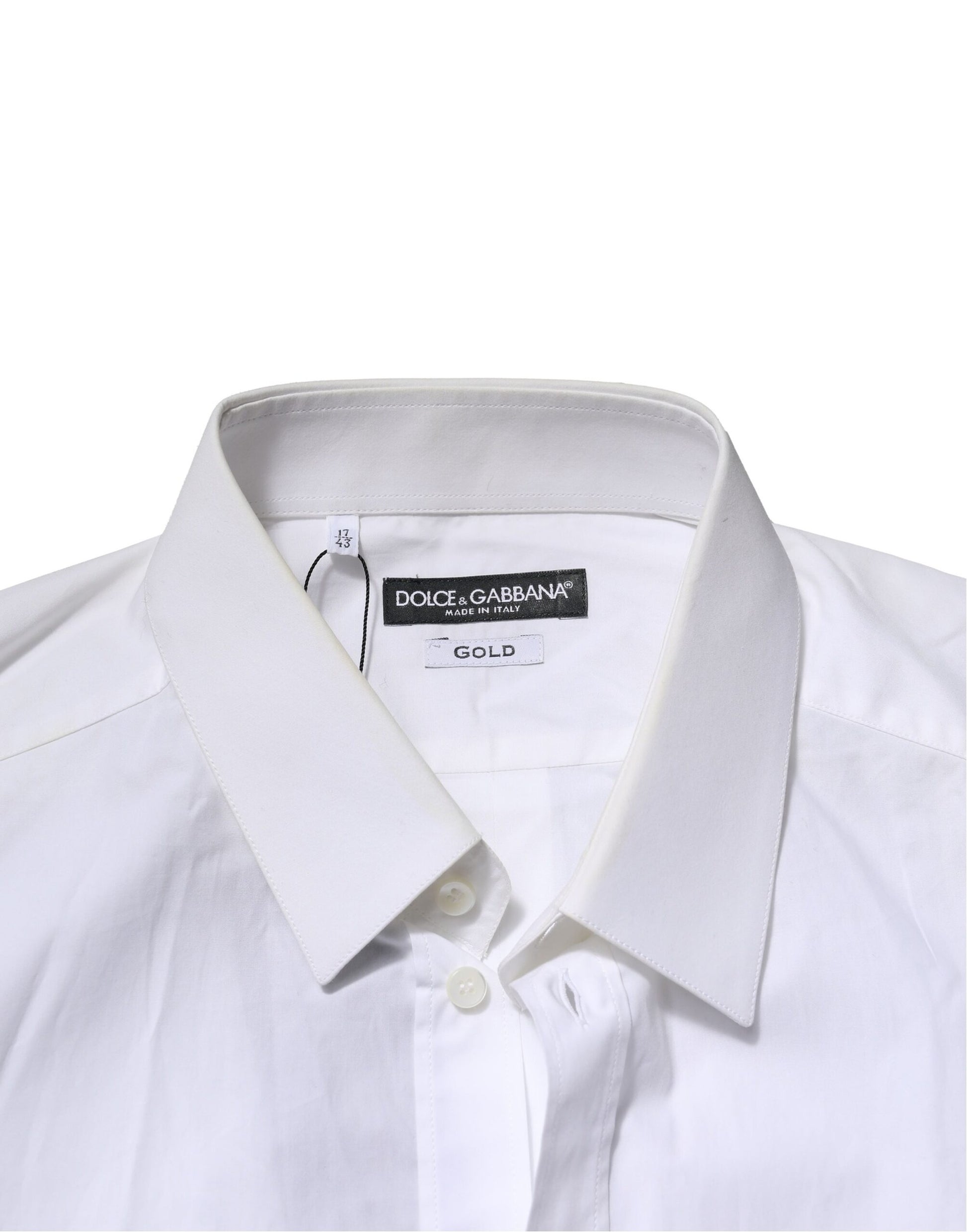 Dolce & Gabbana White Cotton GOLD Long Sleeves Dress Men Shirt by Dolce & Gabbana