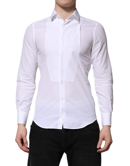 Dolce & Gabbana White Cotton GOLD Long Sleeves Men Dress Shirt by Dolce & Gabbana