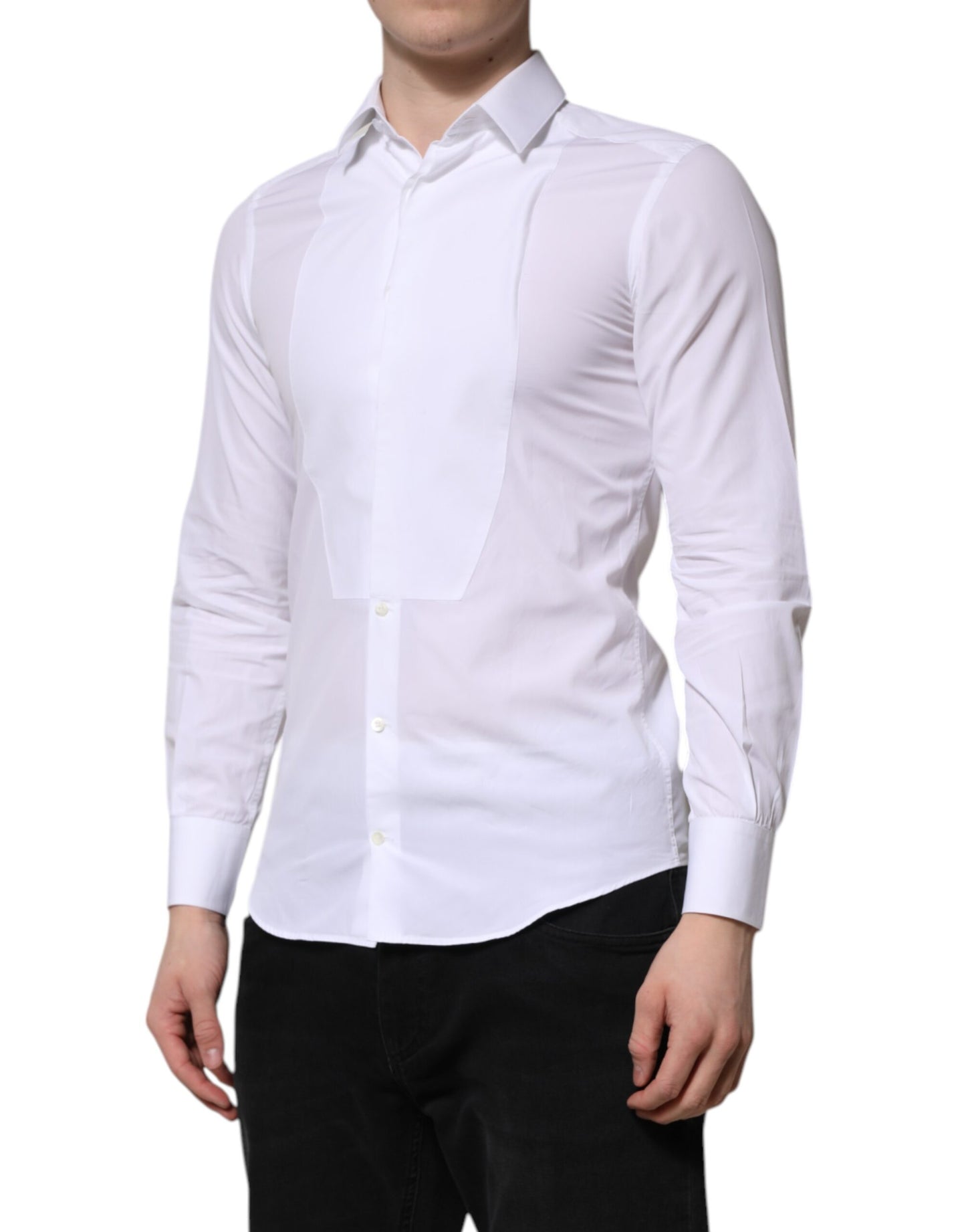 Dolce & Gabbana White Cotton GOLD Long Sleeves Men Dress Shirt by Dolce & Gabbana