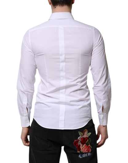 Dolce & Gabbana White Cotton GOLD Long Sleeves Men Dress Shirt by Dolce & Gabbana