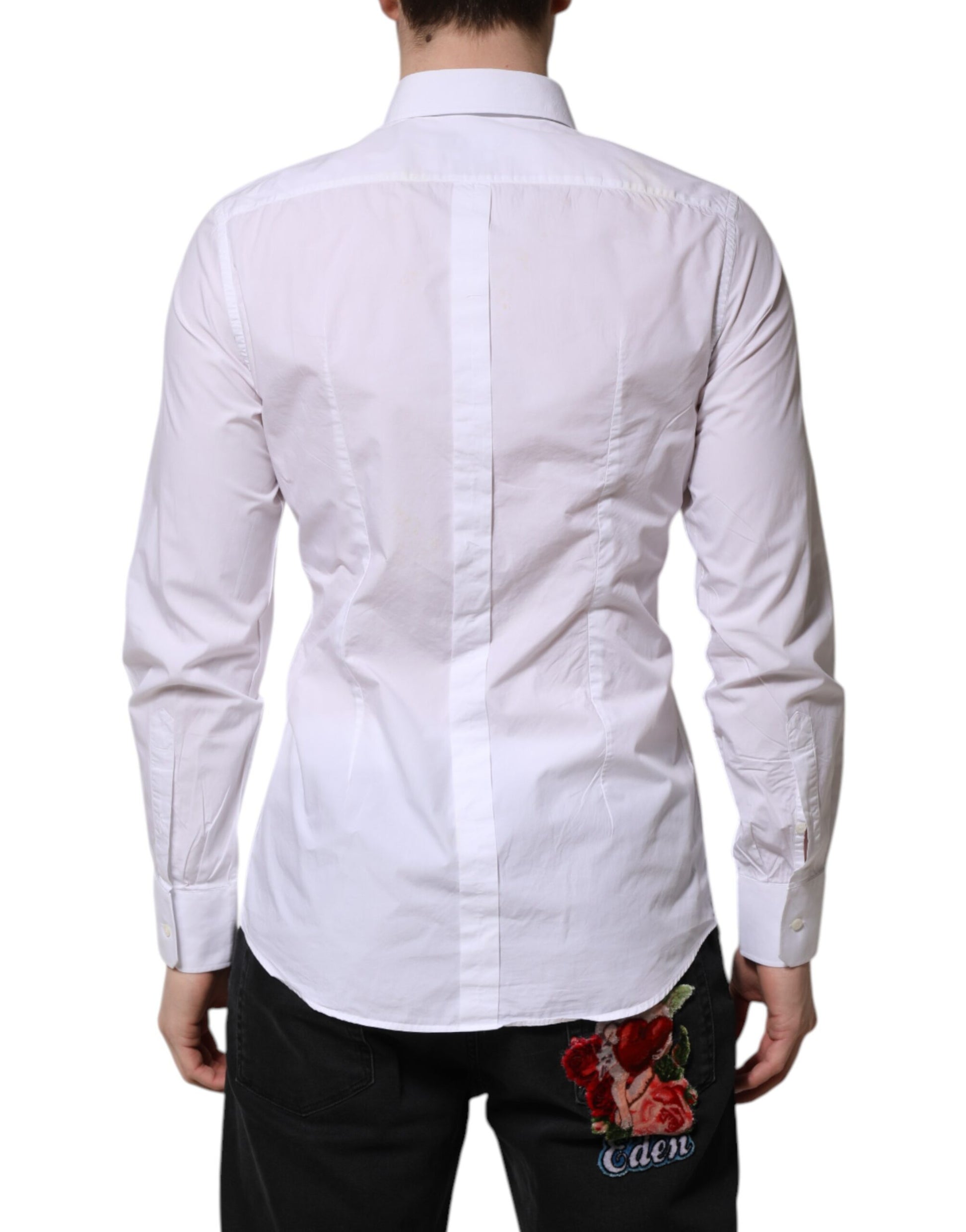 Dolce & Gabbana White Cotton GOLD Long Sleeves Dress Shirt by Dolce & Gabbana