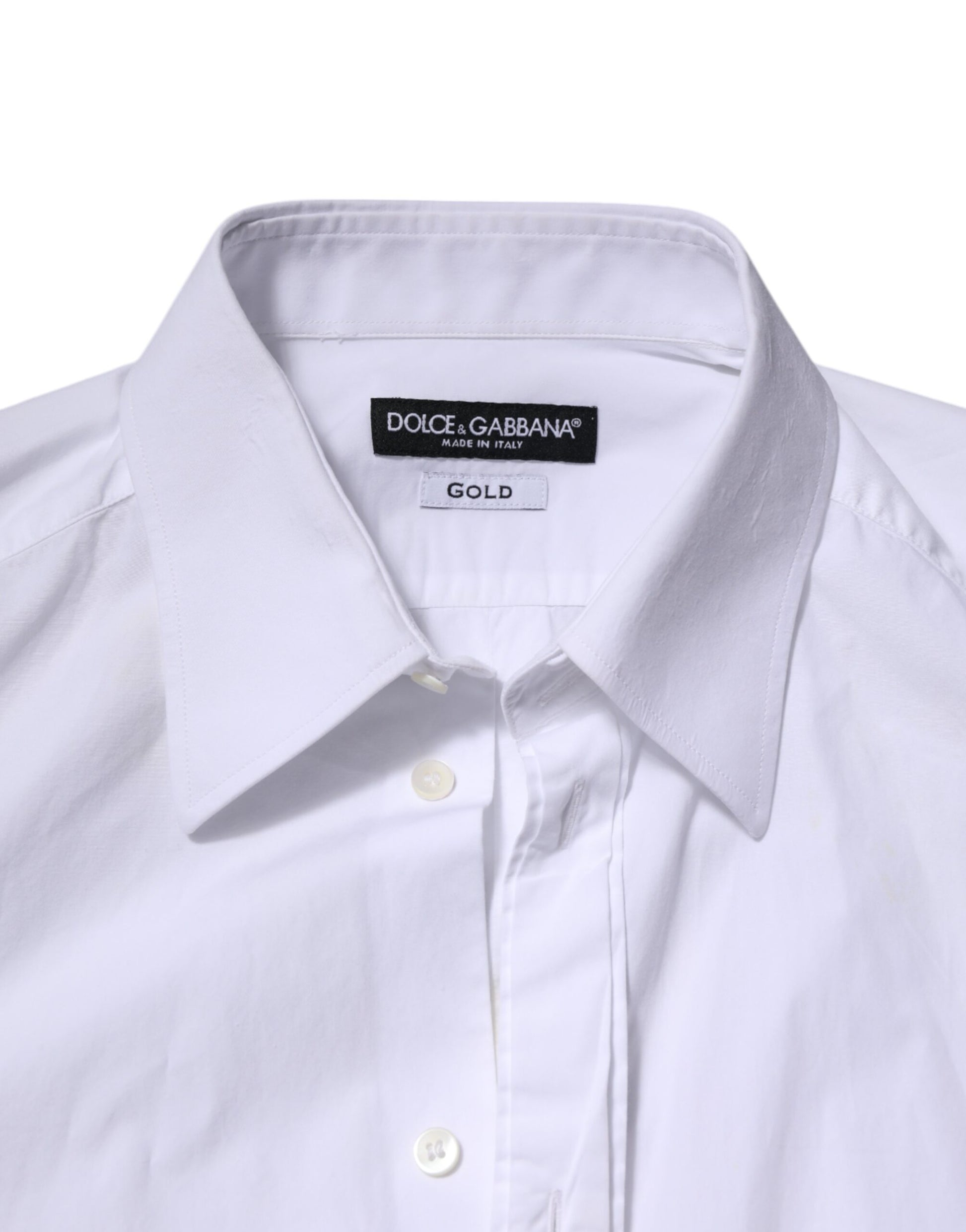 Dolce & Gabbana White Cotton GOLD Long Sleeves Dress Shirt by Dolce & Gabbana