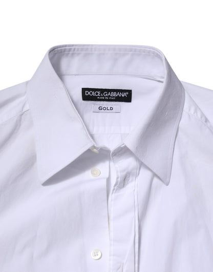Dolce & Gabbana White Cotton GOLD Long Sleeves Dress Shirt by Dolce & Gabbana