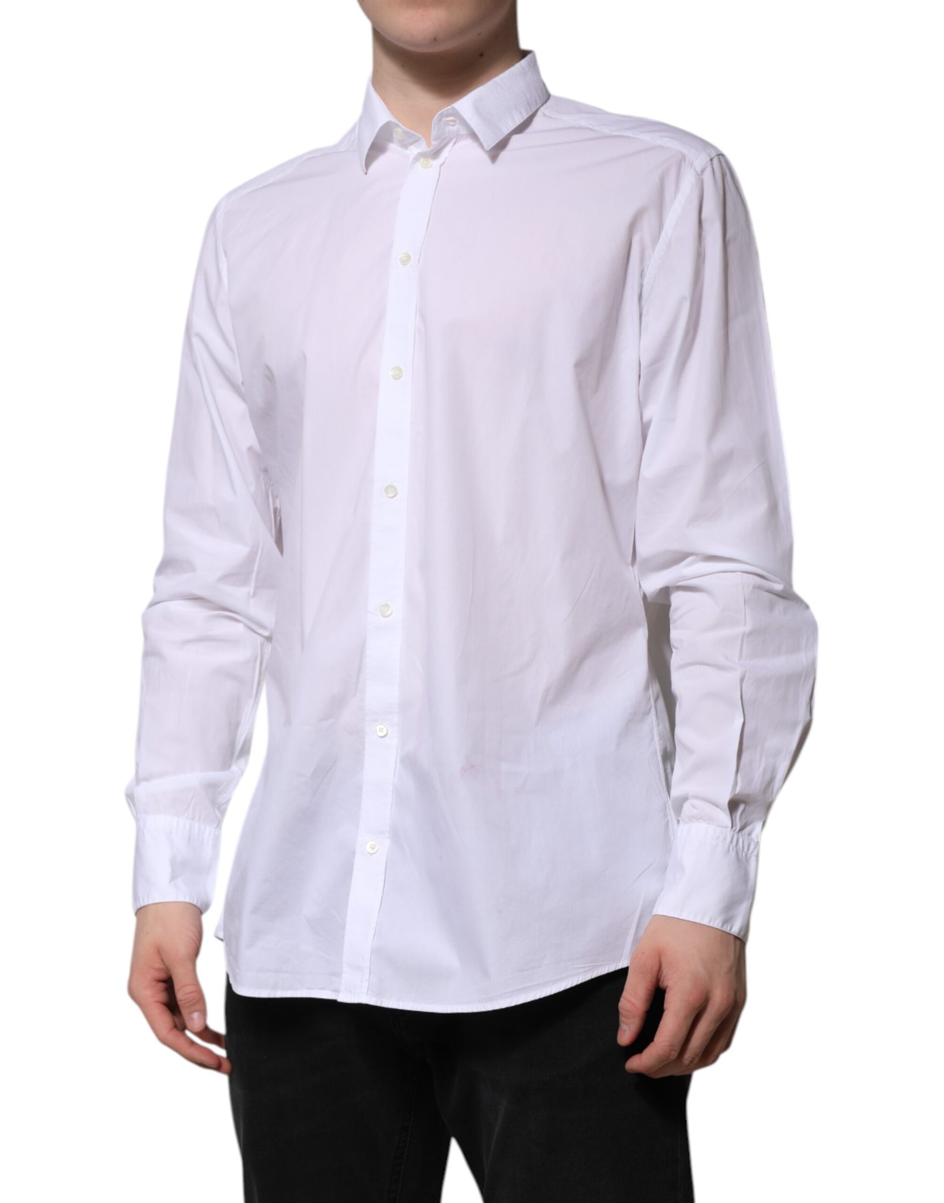 Dolce & Gabbana White Cotton Long Sleeves Dress Formal Shirt by Dolce & Gabbana