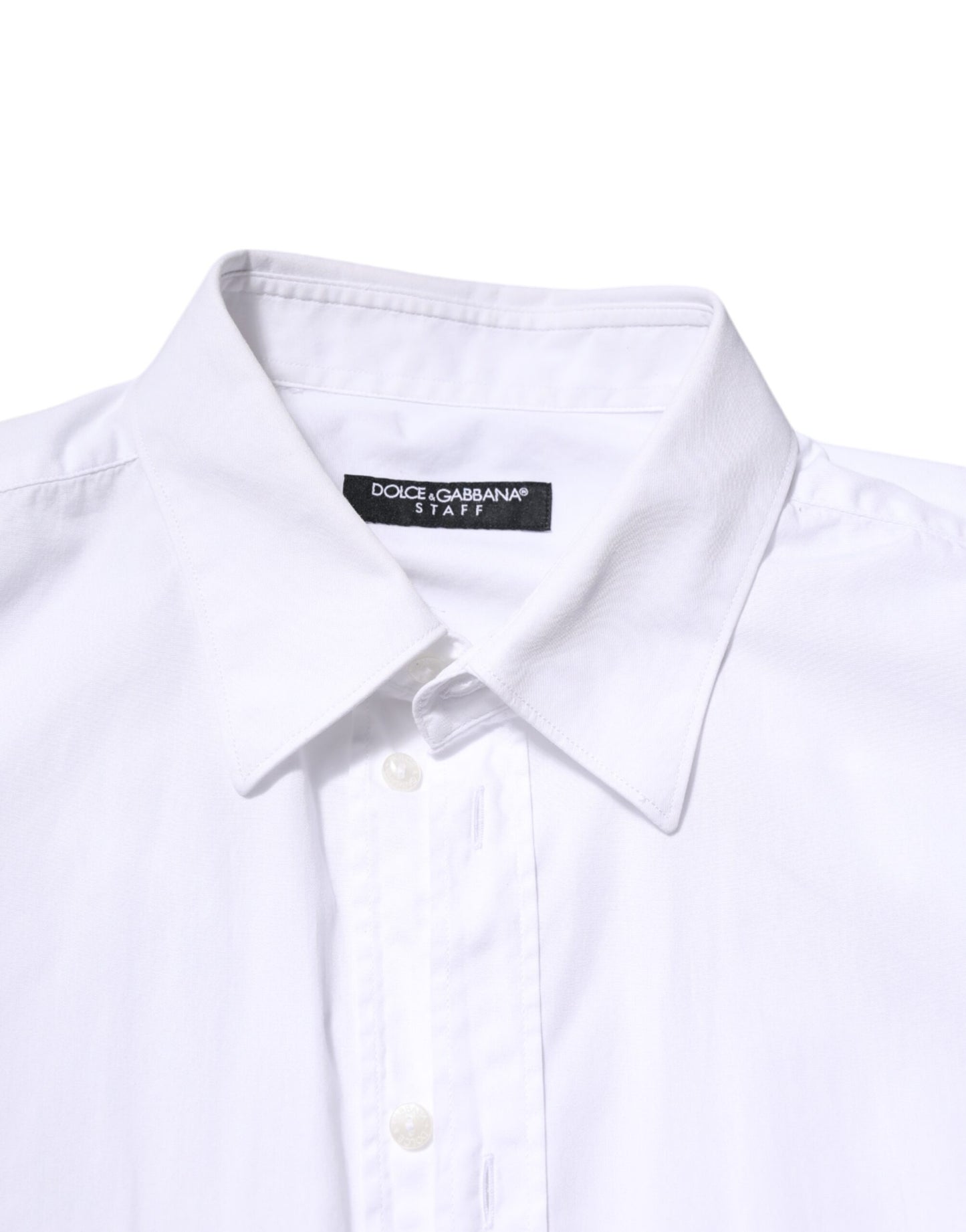 Dolce & Gabbana White Cotton STAFF Long Sleeves Dress Shirt by Dolce & Gabbana