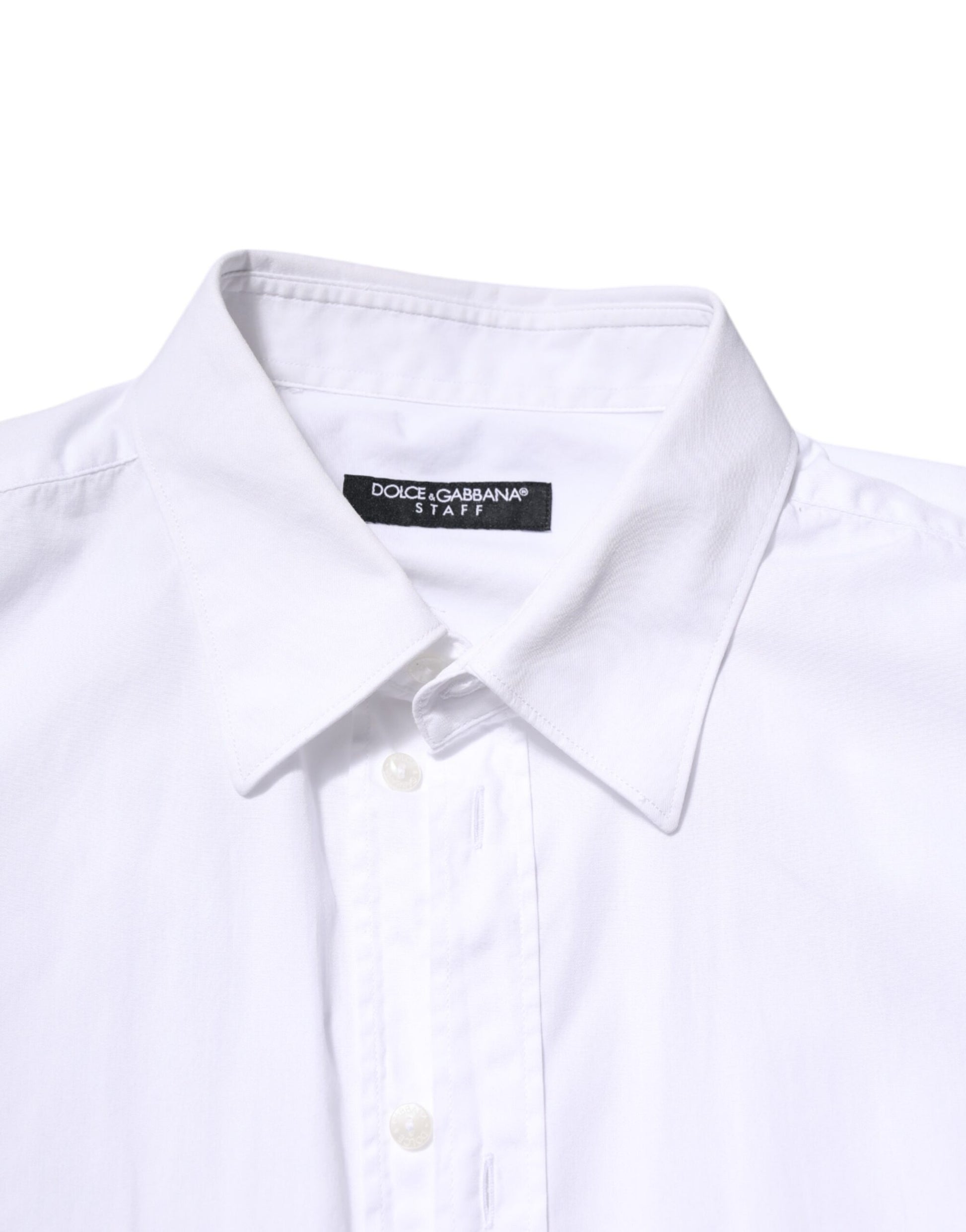 Dolce & Gabbana White Cotton STAFF Long Sleeves Dress Shirt by Dolce & Gabbana