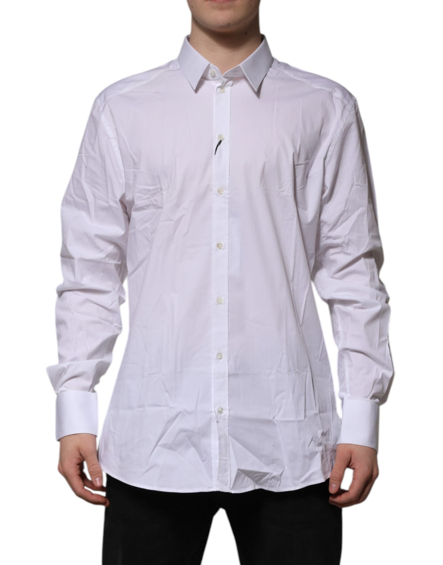 Dolce & Gabbana White Cotton GOLD Long Sleeves Dress Shirt by Dolce & Gabbana