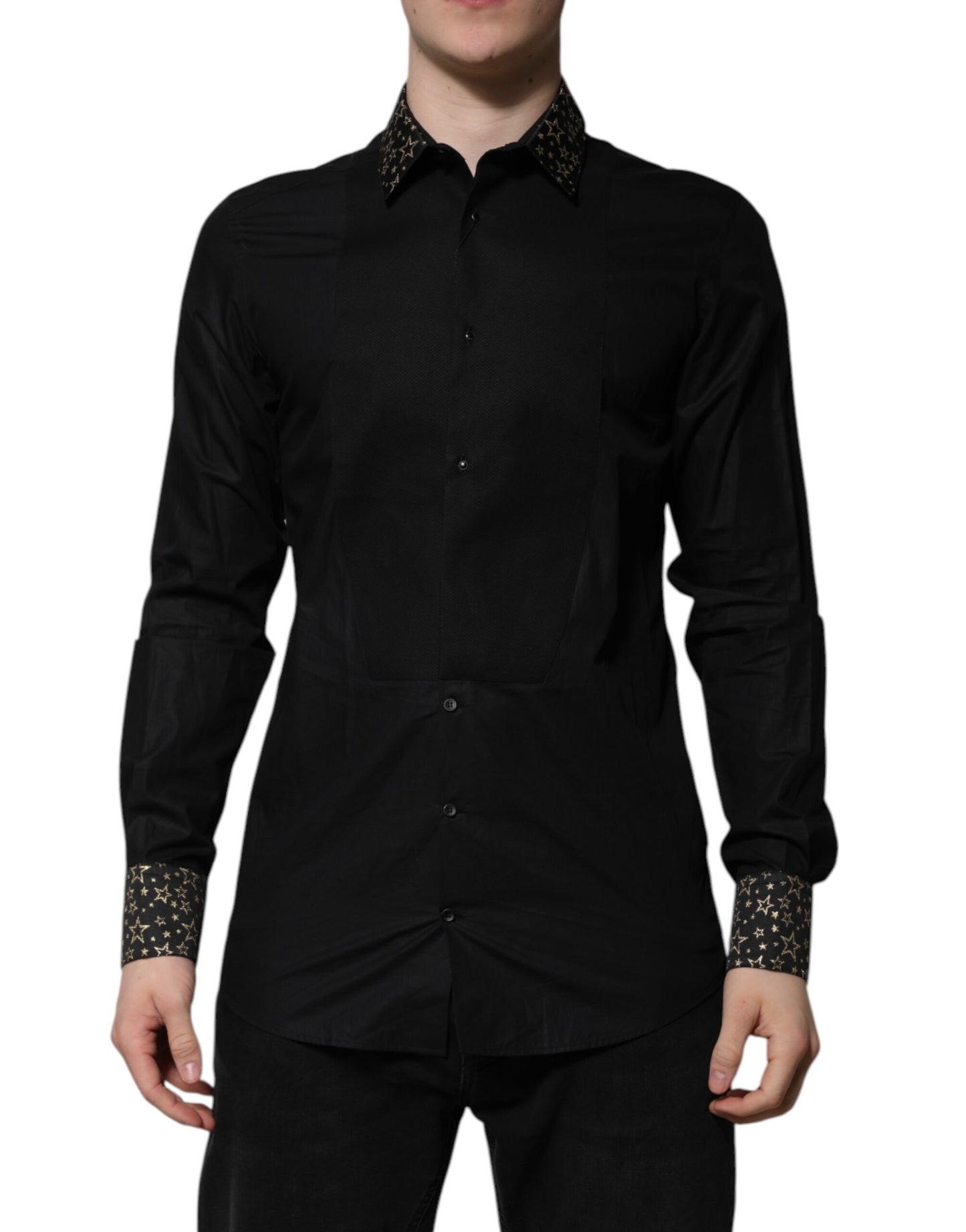 Dolce & Gabbana Black Cotton GOLD Long Sleeves Dress Shirt by Dolce & Gabbana