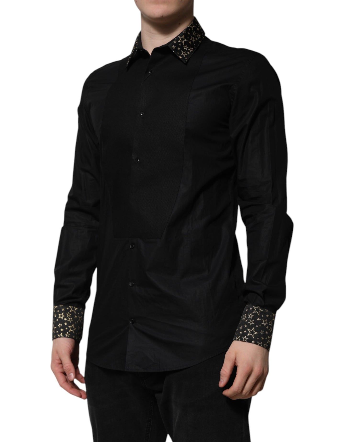 Dolce & Gabbana Black Cotton GOLD Long Sleeves Dress Shirt by Dolce & Gabbana
