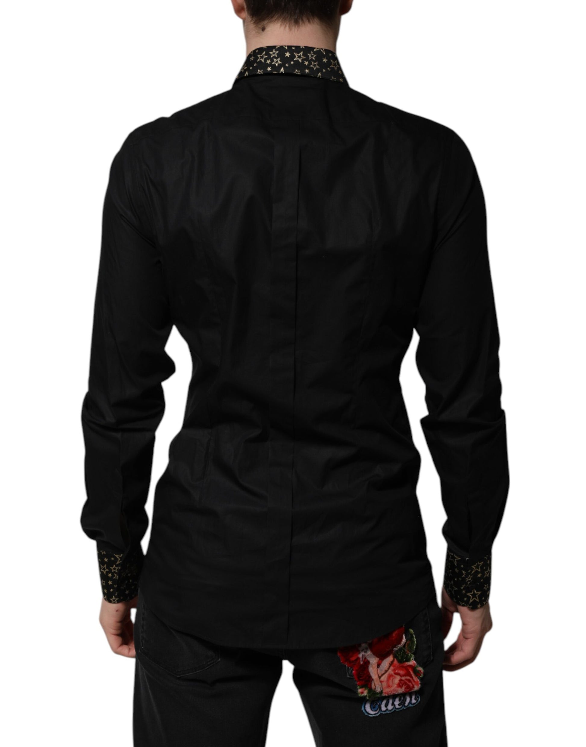 Dolce & Gabbana Black Cotton GOLD Long Sleeves Dress Shirt by Dolce & Gabbana