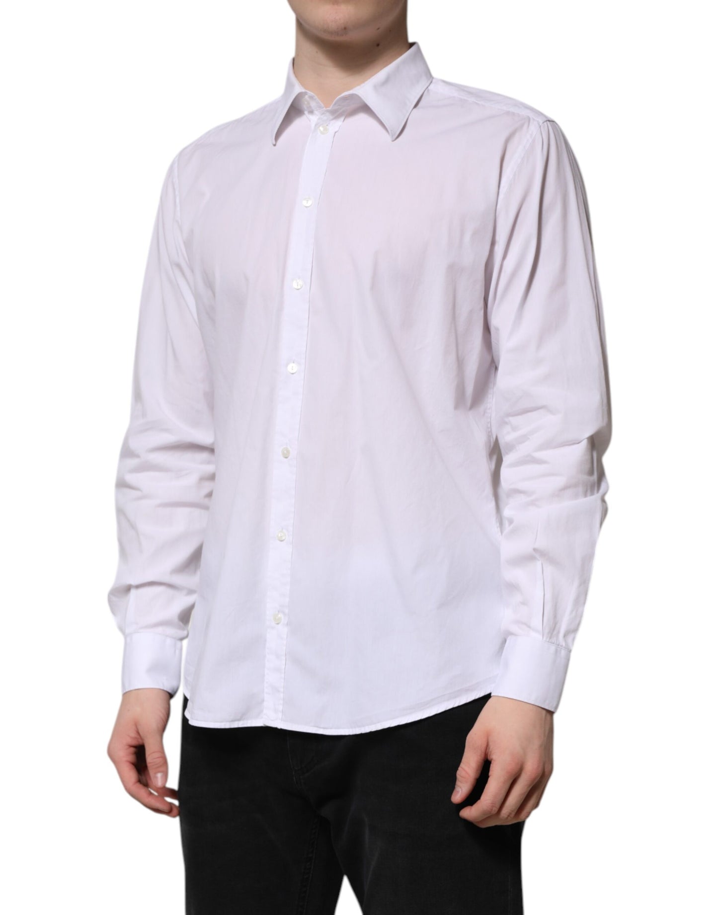 Dolce & Gabbana White Cotton STAFF Long Sleeves Formal Shirt by Dolce & Gabbana