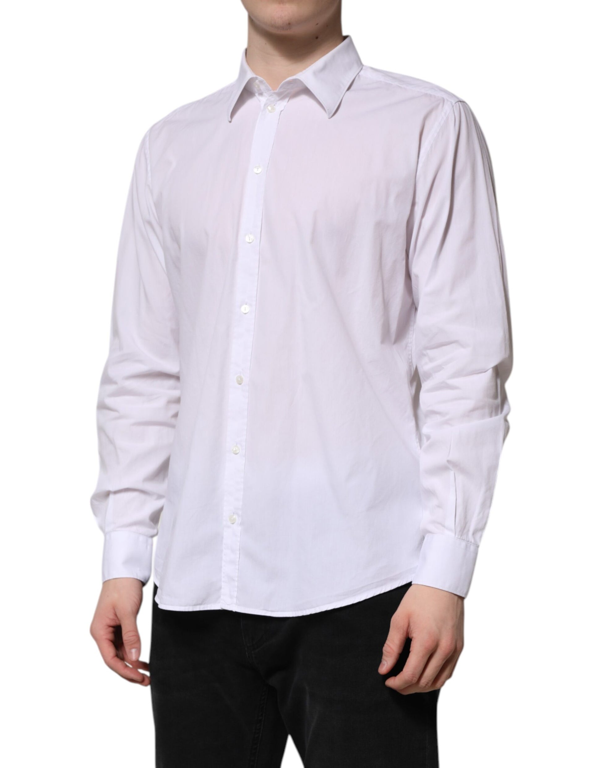 Dolce & Gabbana White Cotton STAFF Long Sleeves Formal Shirt by Dolce & Gabbana