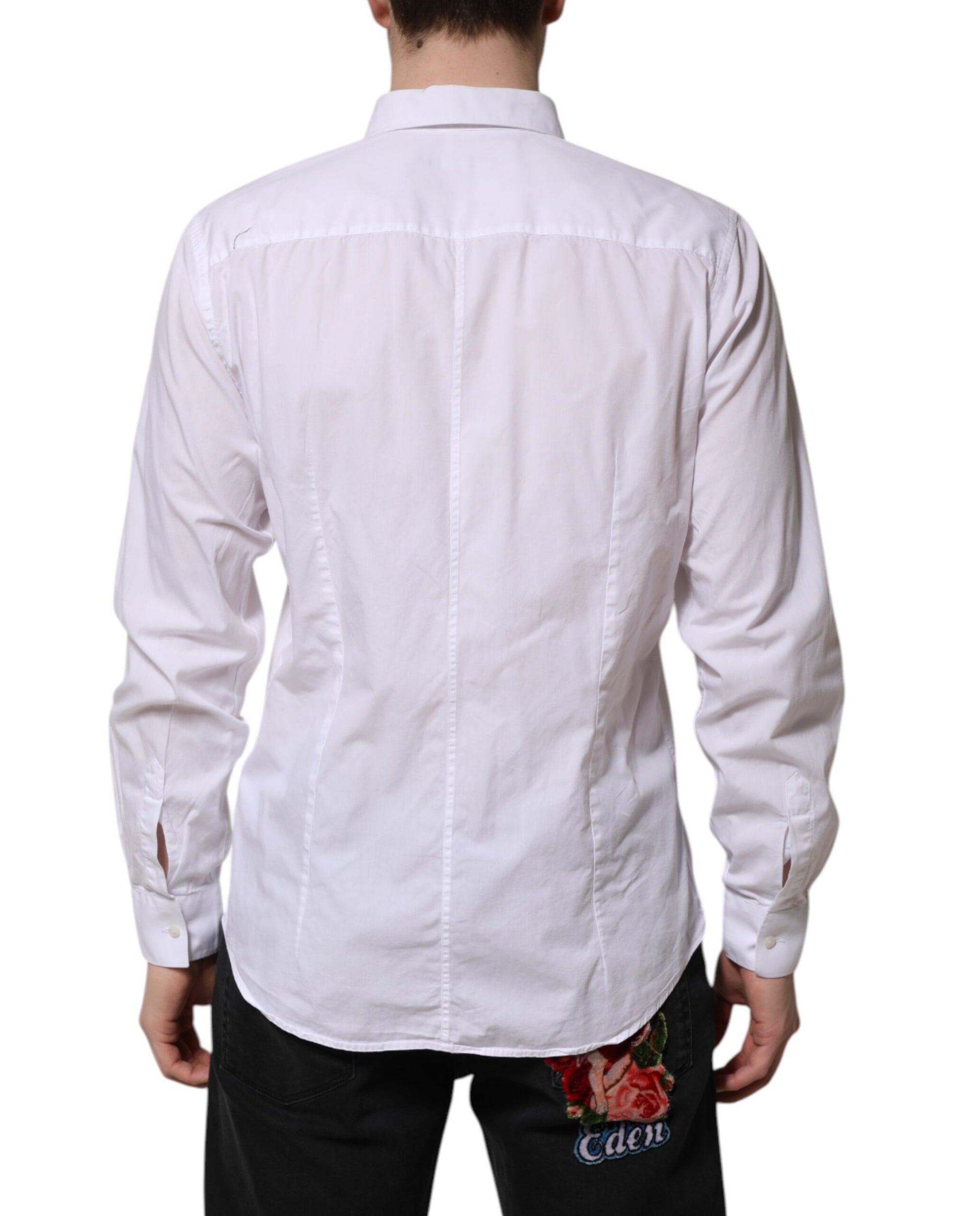 Dolce & Gabbana White Cotton STAFF Long Sleeves Formal Shirt by Dolce & Gabbana