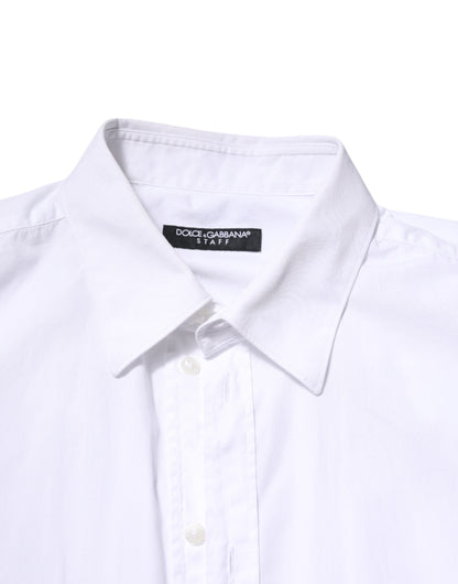 Dolce & Gabbana White Cotton STAFF Long Sleeves Formal Shirt by Dolce & Gabbana