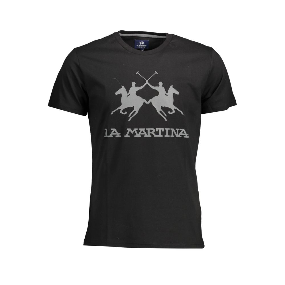 La Martina Elegant Crew Neck Tee with Iconic Print by La Martina
