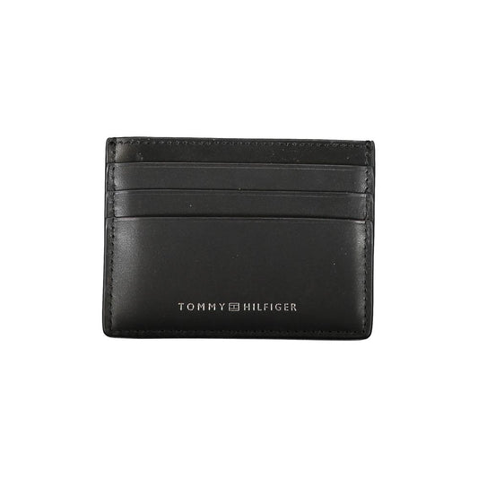 Porte-cartes Tommy Hilfiger Chic en cuir noir avec détails contrastés
