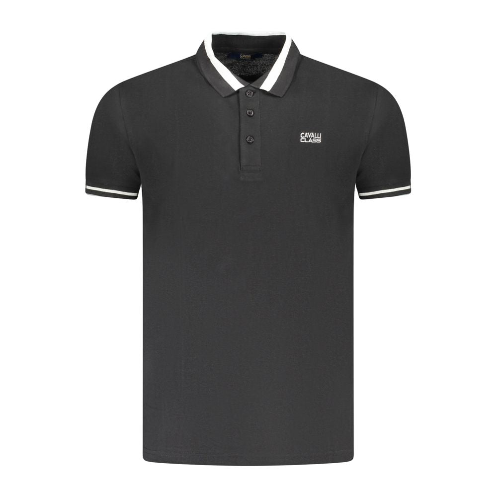 Cavalli Class Black Cotton Men Polo Shirt by Cavalli Class