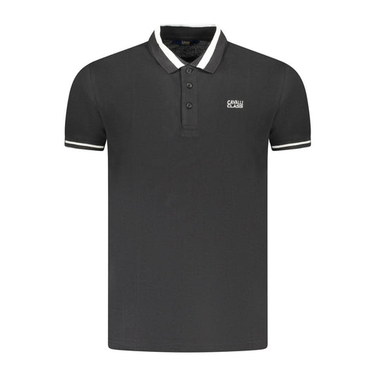 Cavalli Class Black Cotton Men Polo Shirt by Cavalli Class