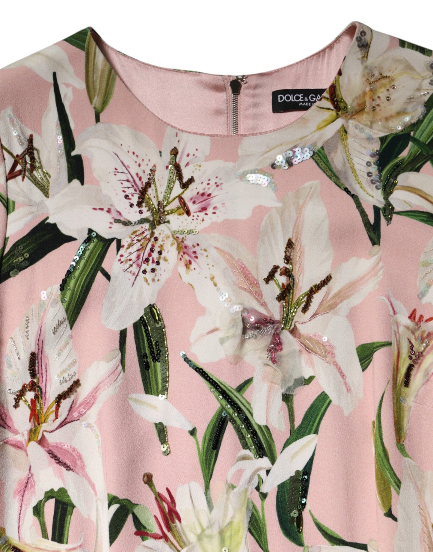 Dolce &amp; Gabbana Pink Lily Viscose Sheath Stretch Midi Dress