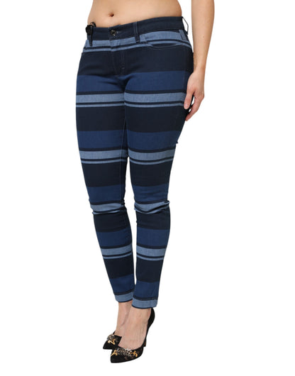 Dolce & Gabbana Blue Striped Cotton Stretch Denim Jeans by Dolce & Gabbana