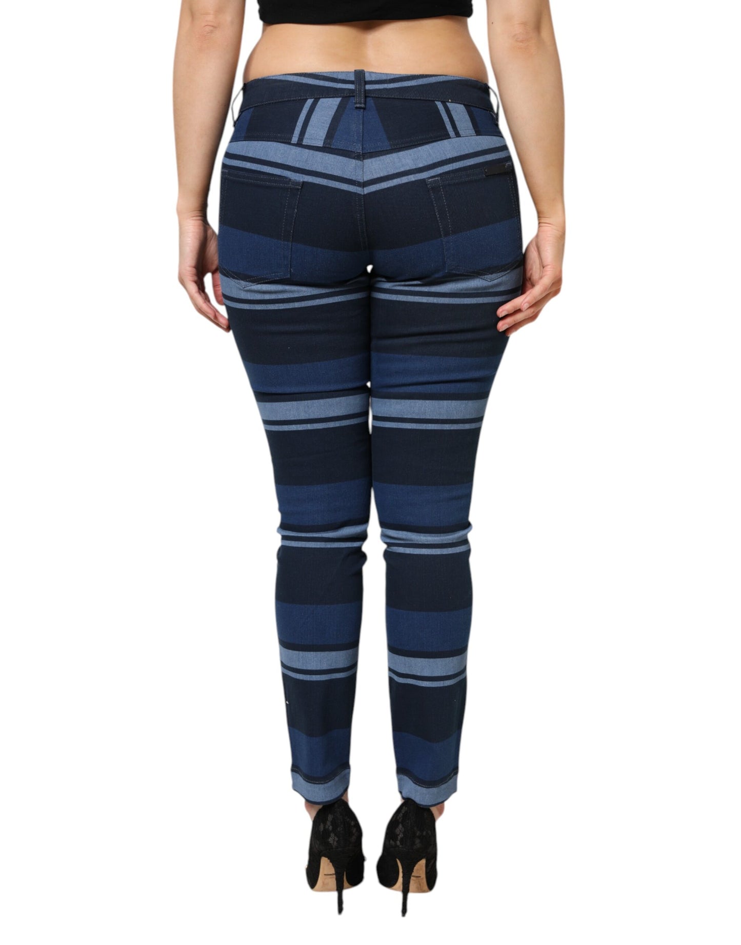 Dolce & Gabbana Blue Striped Cotton Stretch Denim Jeans by Dolce & Gabbana