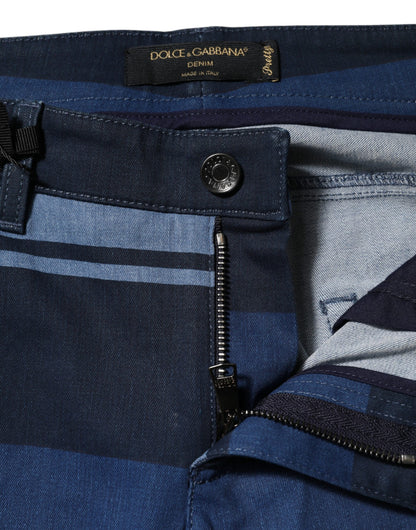 Dolce & Gabbana Blue Striped Cotton Stretch Denim Jeans by Dolce & Gabbana