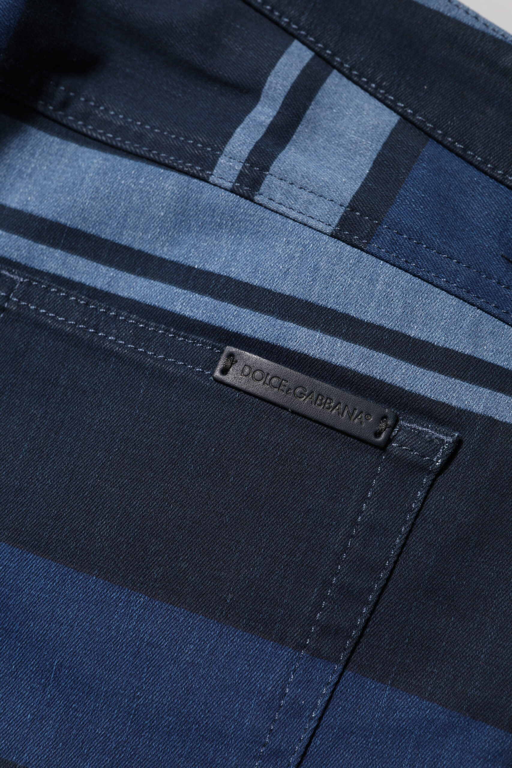 Dolce & Gabbana Blue Striped Cotton Stretch Denim Jeans by Dolce & Gabbana
