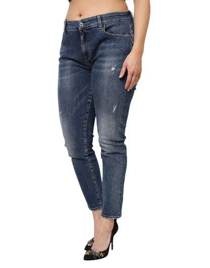Dolce & Gabbana Blue Washed Cotton Low Waist Denim Jeans by Dolce & Gabbana