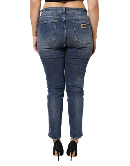 Dolce & Gabbana Blue Washed Cotton Low Waist Denim Jeans by Dolce & Gabbana