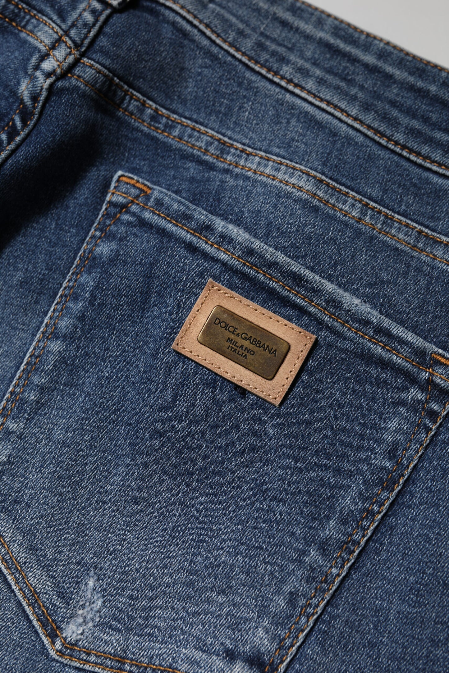 Dolce & Gabbana Blue Washed Cotton Low Waist Denim Jeans by Dolce & Gabbana