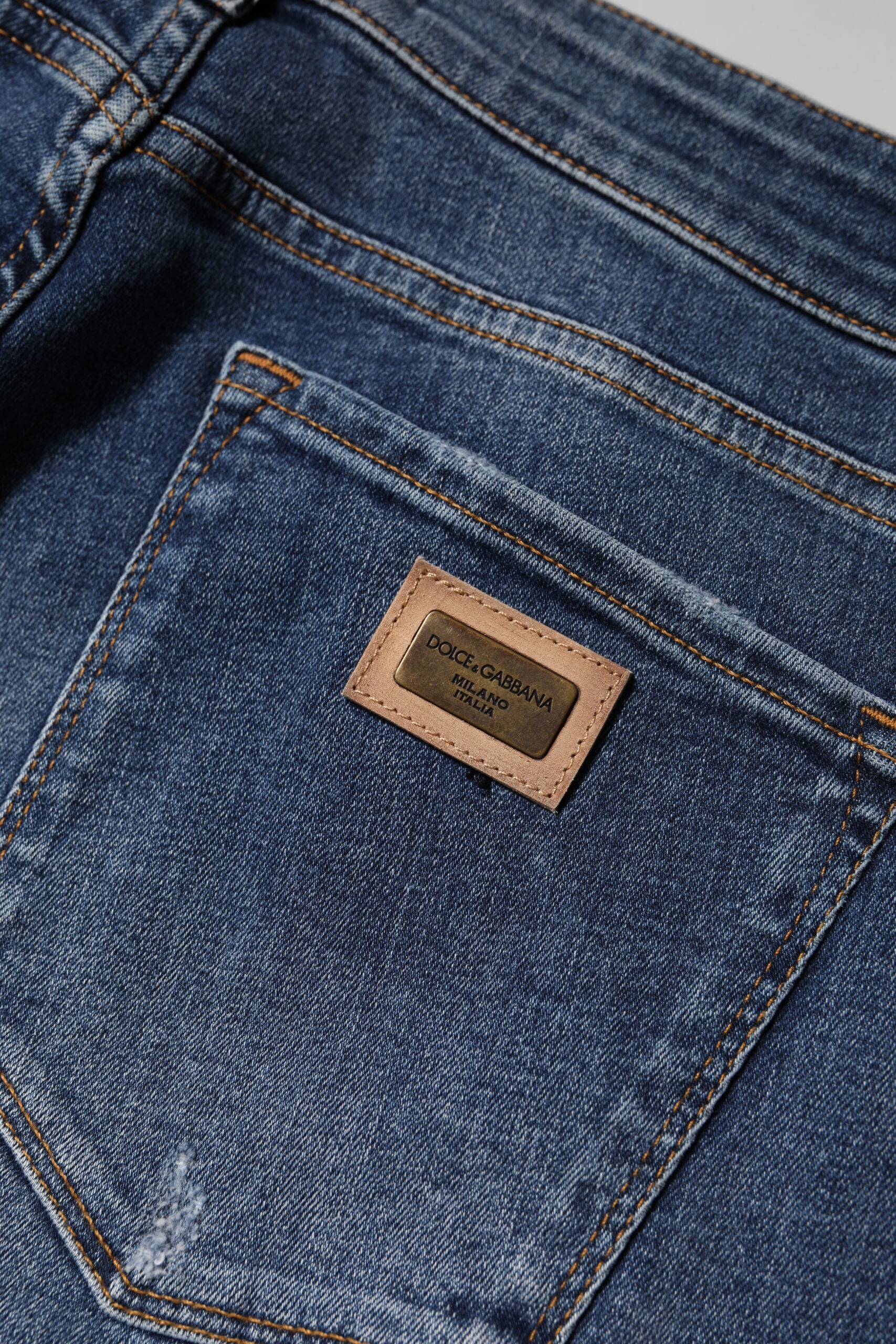 Dolce & Gabbana Blue Washed Cotton Low Waist Denim Jeans by Dolce & Gabbana
