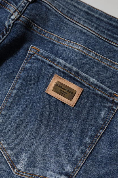 Dolce & Gabbana Blue Washed Cotton Low Waist Denim Jeans by Dolce & Gabbana