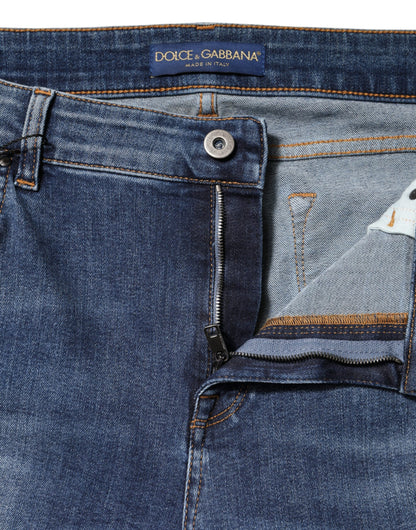 Dolce & Gabbana Blue Washed Cotton Low Waist Denim Jeans by Dolce & Gabbana