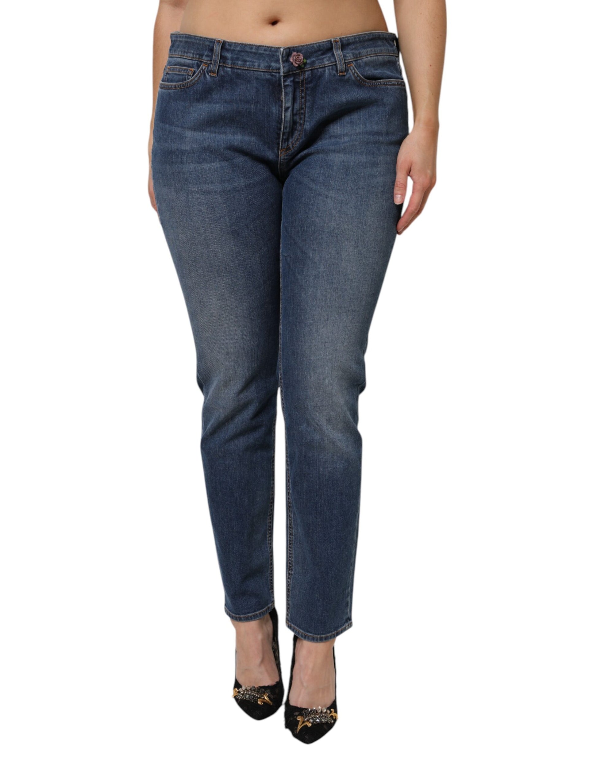 Dolce & Gabbana Blue Low Waist Cotton Skinny Denim Jeans by Dolce & Gabbana