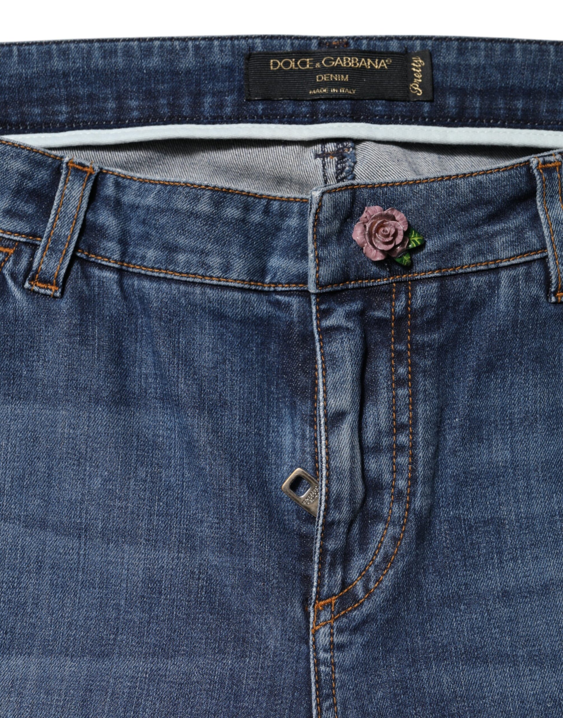 Dolce & Gabbana Blue Low Waist Cotton Skinny Denim Jeans by Dolce & Gabbana