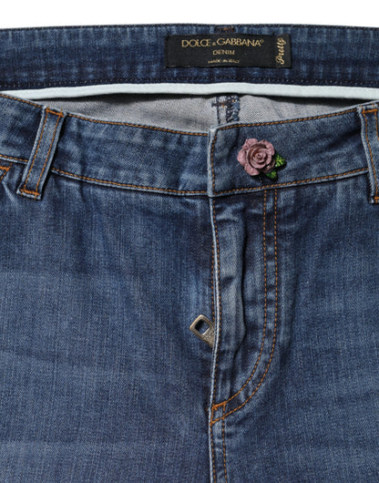 Dolce & Gabbana Blue Low Waist Cotton Skinny Denim Jeans by Dolce & Gabbana