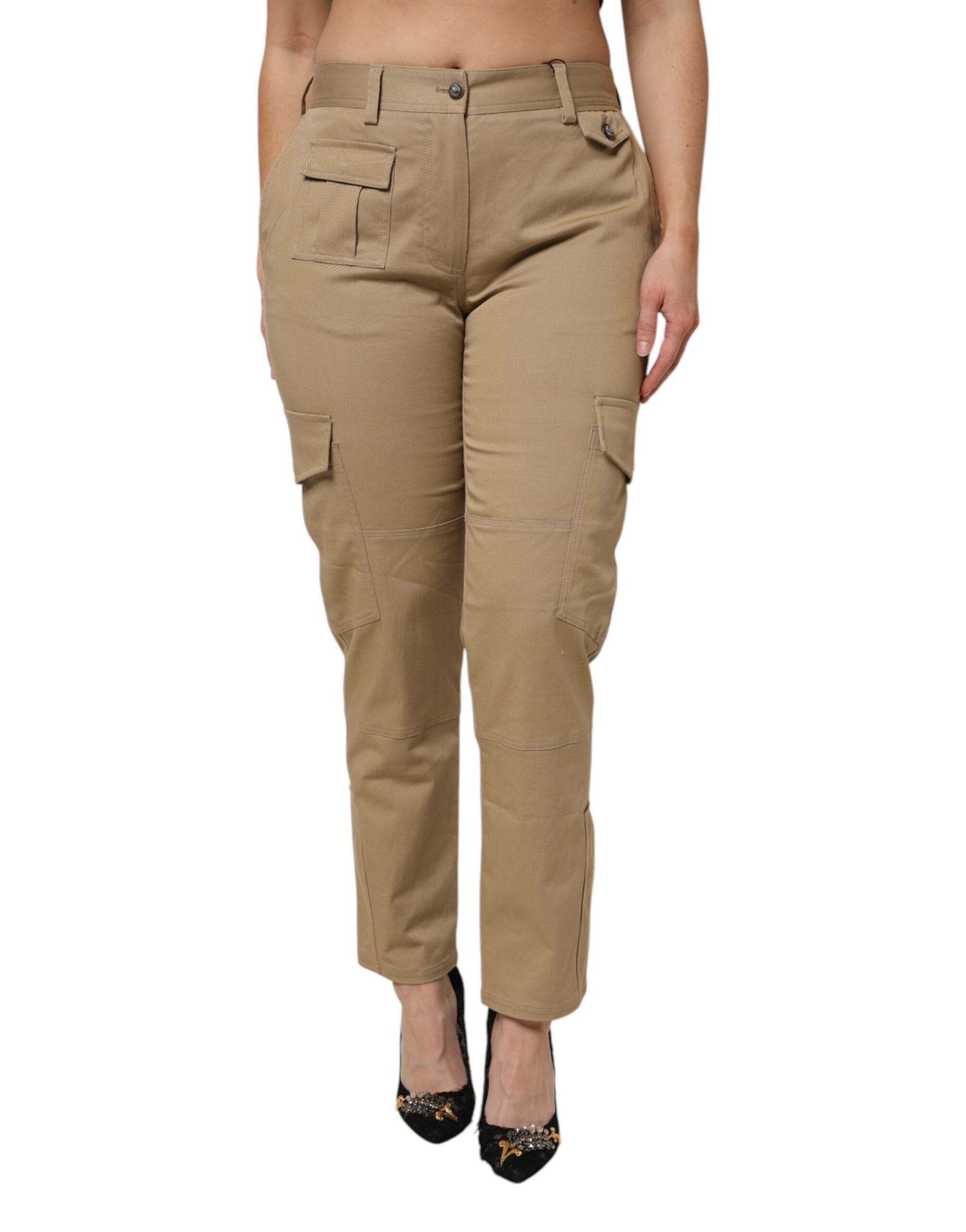 Dolce & Gabbana Brown Cotton Cargo Tapered Pants by Dolce & Gabbana