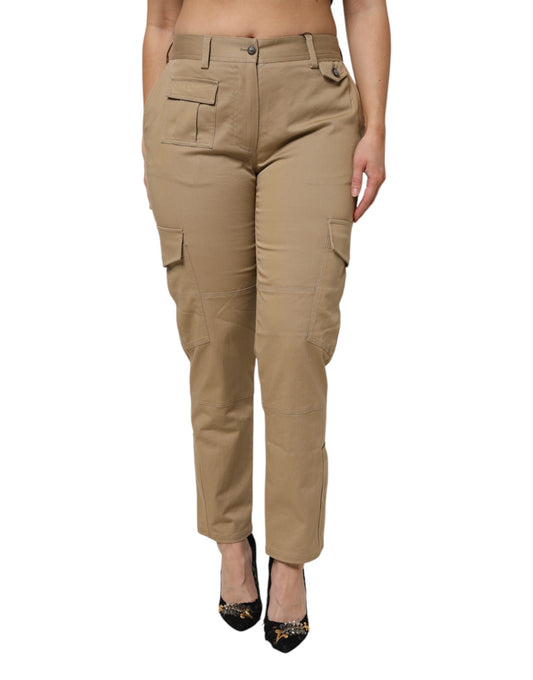 Dolce & Gabbana Brown Cotton Cargo Tapered Pants by Dolce & Gabbana