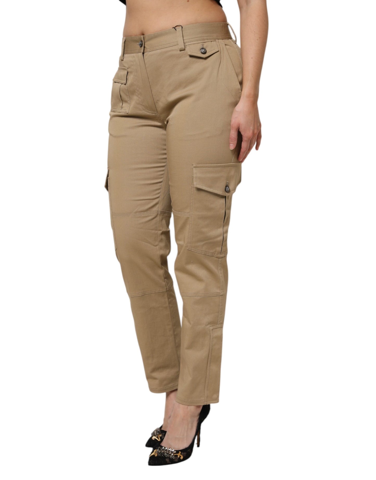 Dolce & Gabbana Brown Cotton Cargo Tapered Pants by Dolce & Gabbana