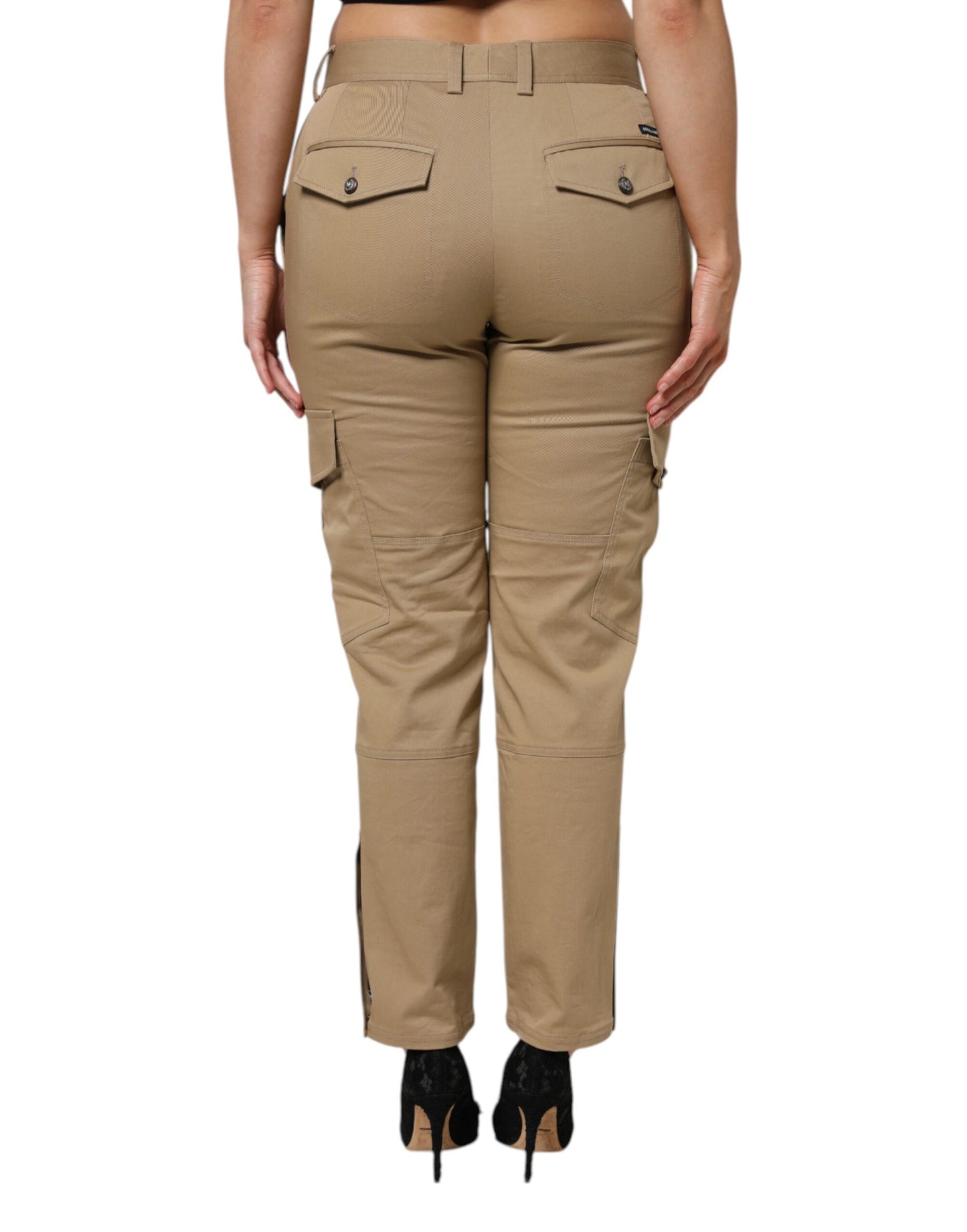 Dolce & Gabbana Brown Cotton Cargo Tapered Pants by Dolce & Gabbana