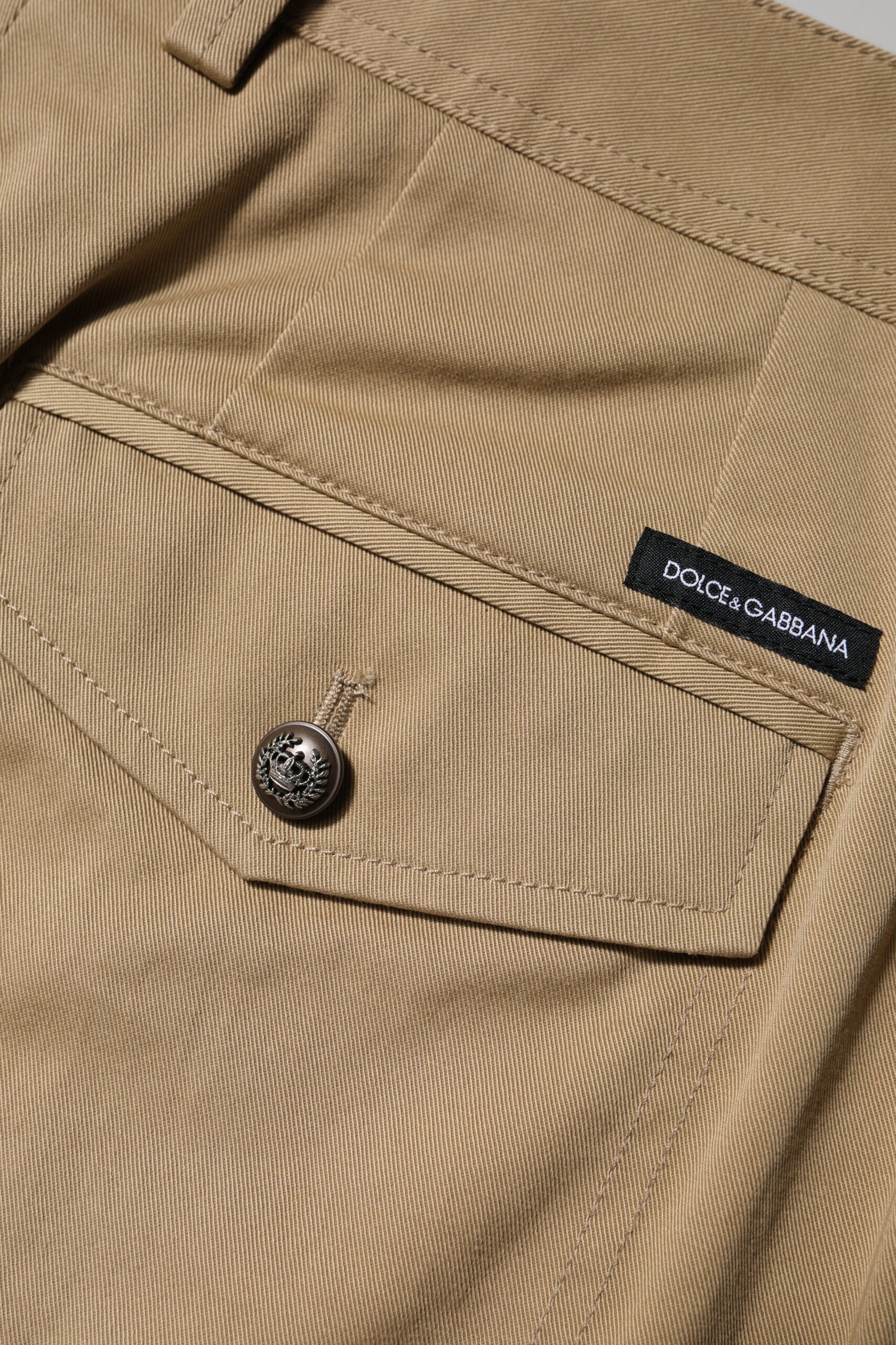 Dolce & Gabbana Brown Cotton Cargo Tapered Pants by Dolce & Gabbana