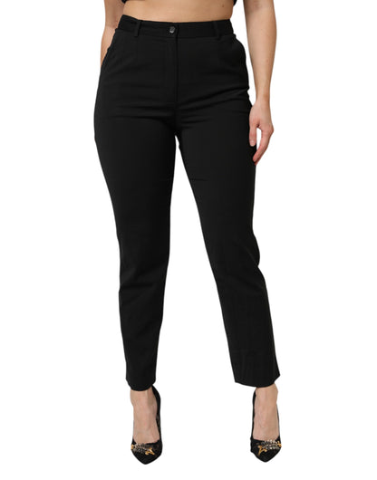 Dolce & Gabbana Black High Waisted Tapered STAFF Pants by Dolce & Gabbana