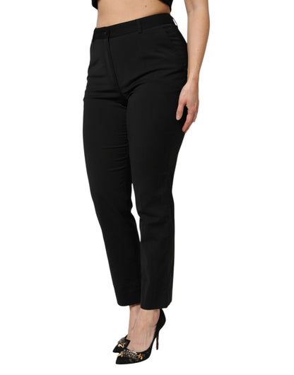 Dolce & Gabbana Black High Waisted Tapered STAFF Pants by Dolce & Gabbana