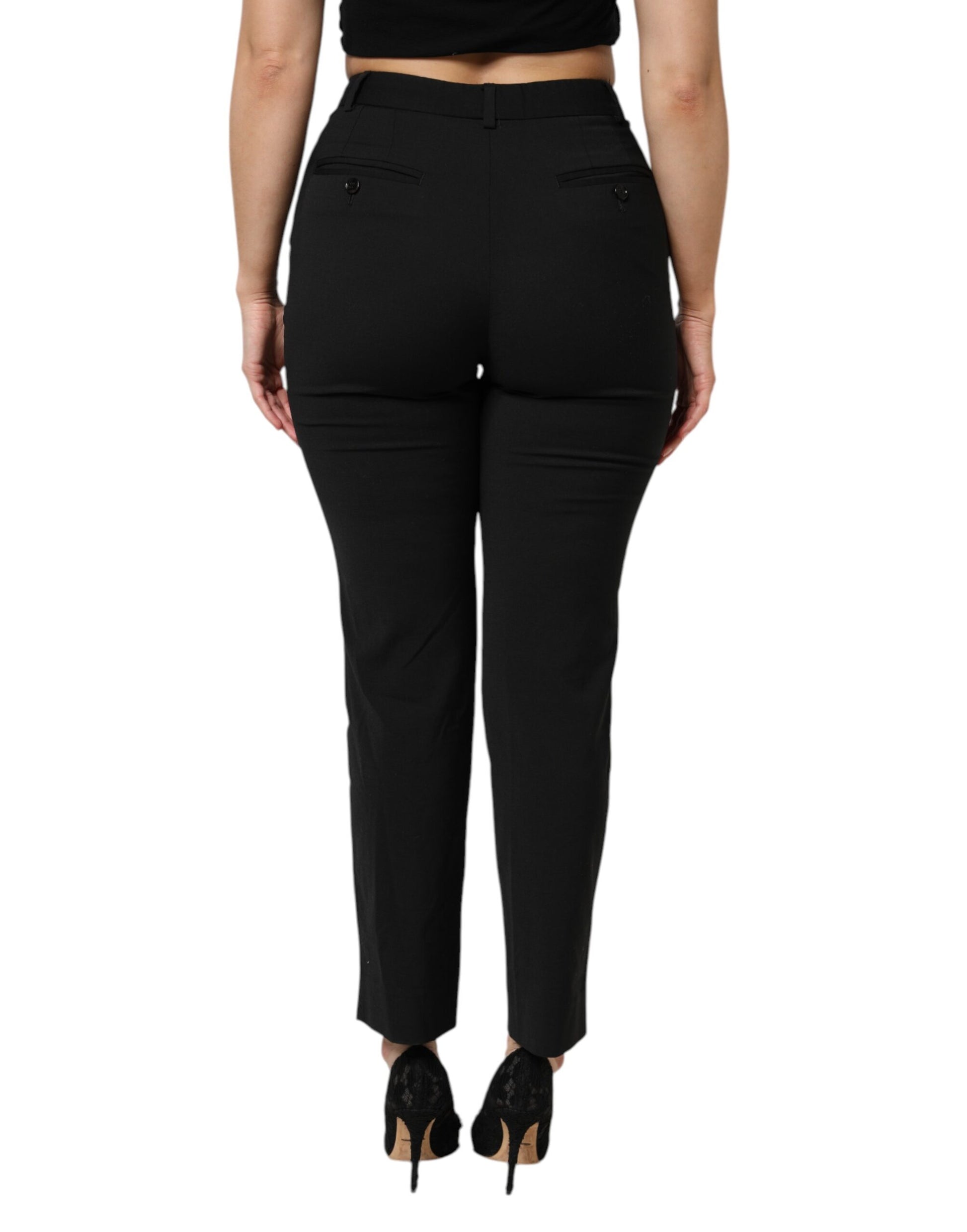 Dolce & Gabbana Black High Waisted Tapered STAFF Pants by Dolce & Gabbana
